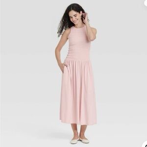 Universal Thread Pink Smocked Sleeveless Midi Dress – Women’s XS